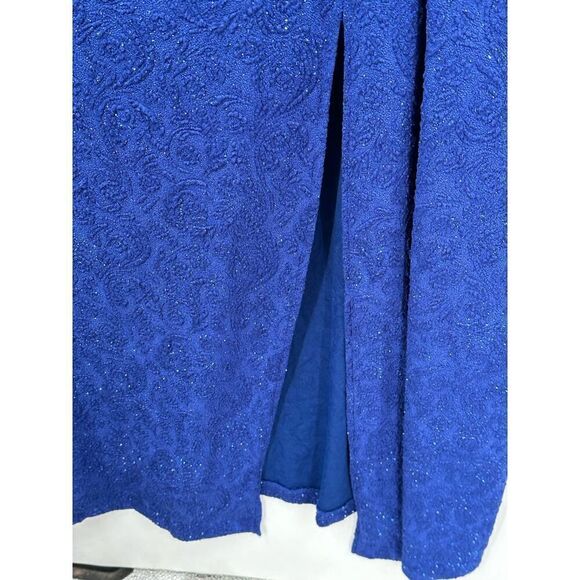 Alex Evenings Long Column Knot Front Dress Womens Plus 14W Electric Blue NWT - Picture 9 of 13